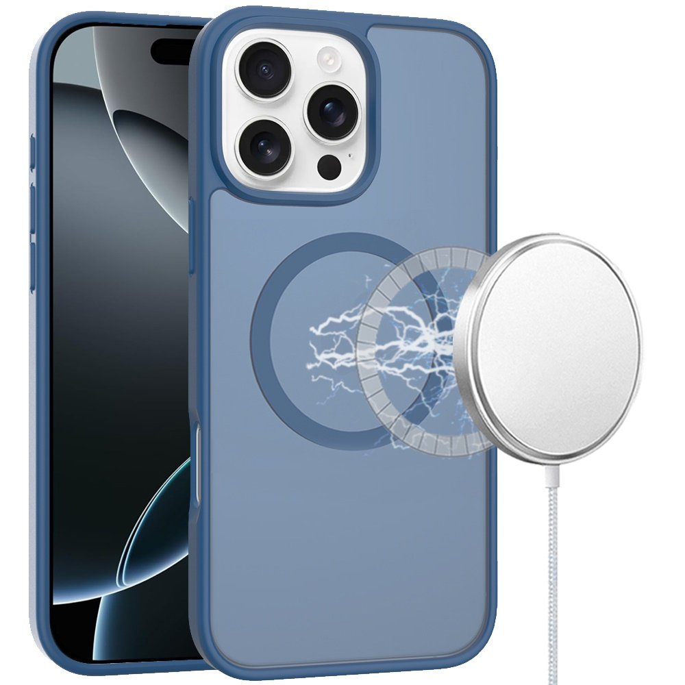 for iphone 16 pro max 6.9 inch [magnetic circle] smooth safe matte feel hybrid case navy blue