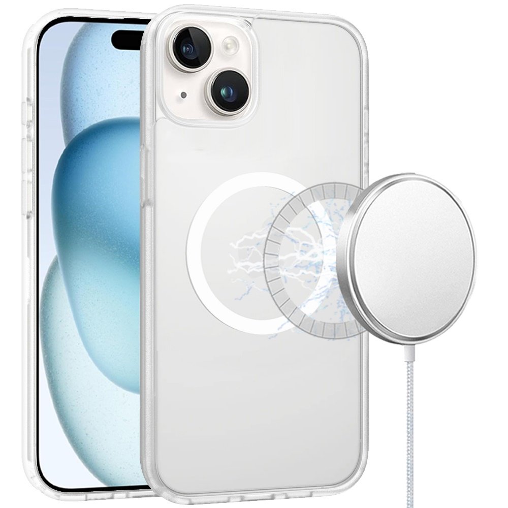 for iphone 15 plus [magnetic circle] smooth safe matte feel hybrid case clear