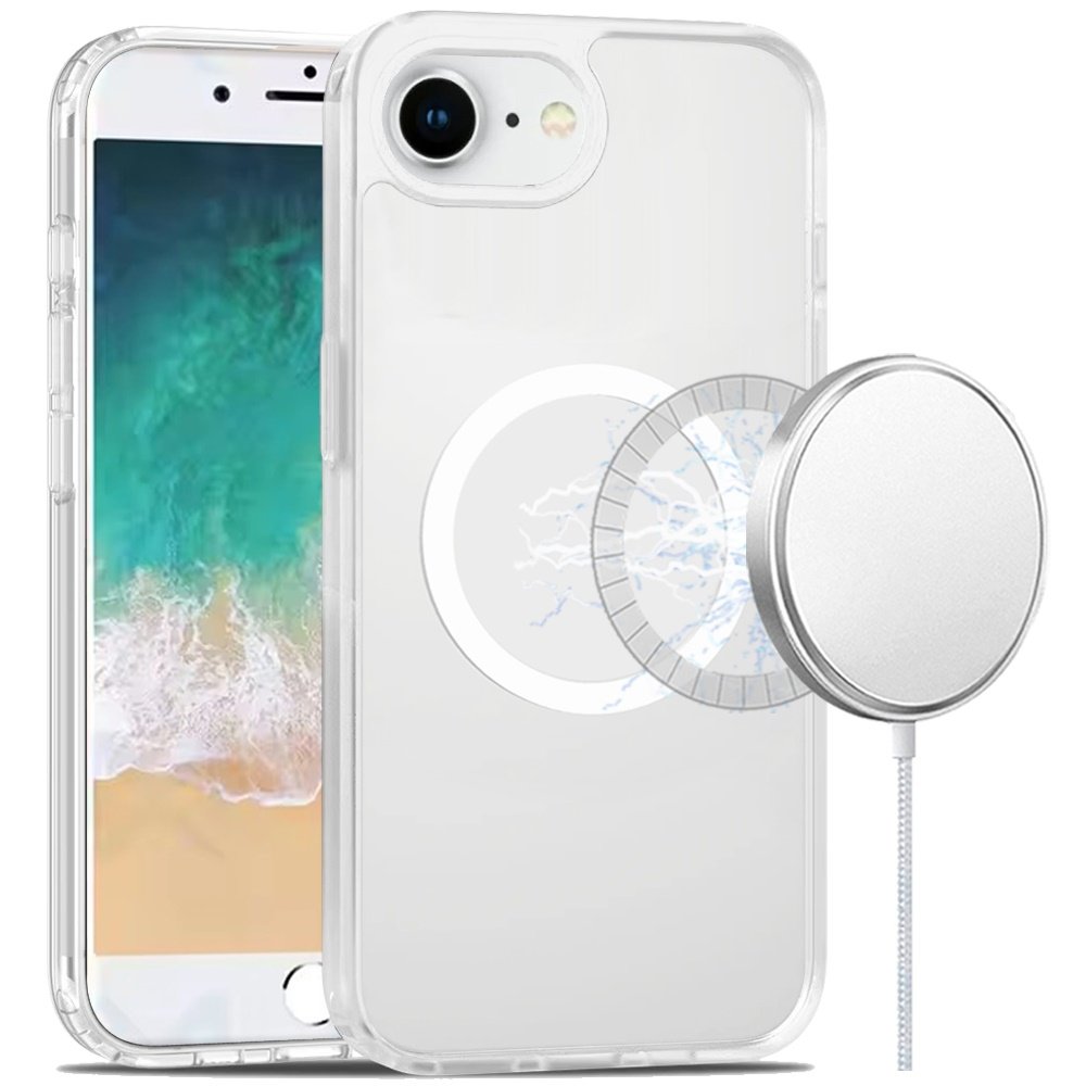 for iphone 17e / 16e / se4 [magnetic circle] smooth safe matte feel hybrid case clear