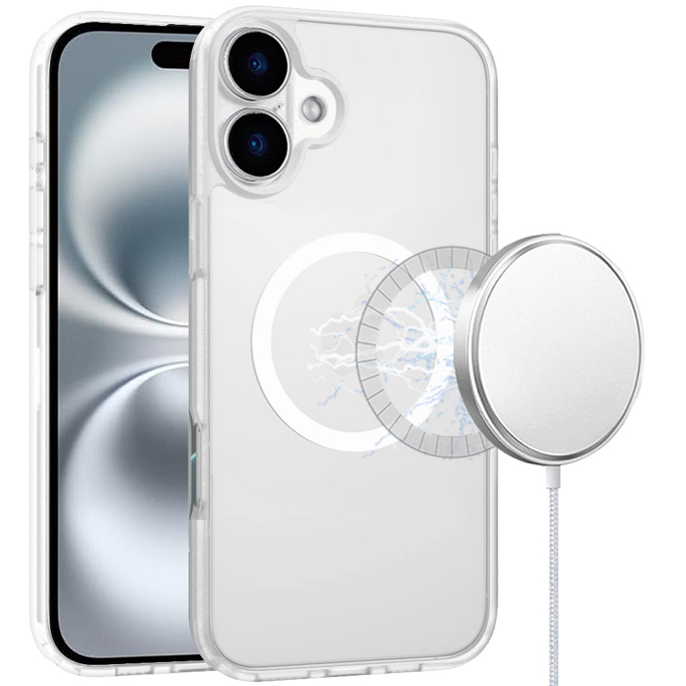 for iphone 16 6.1 inch [magnetic circle] smooth safe matte feel hybrid case clear