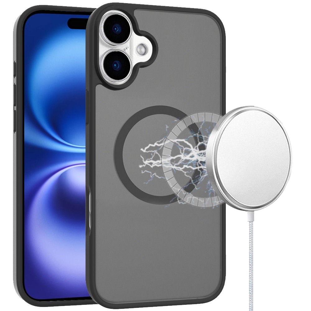 for iphone 17 [magnetic circle] smooth safe matte feel hybrid case black