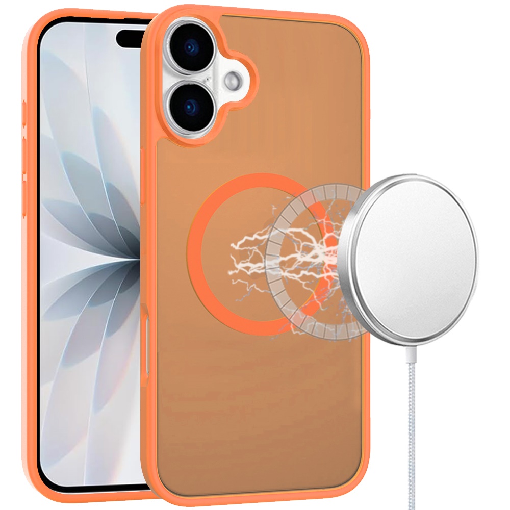 for iphone 17 [magnetic circle] smooth safe matte feel hybrid case cosmic orange