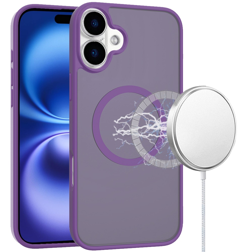 for iphone 17 [magnetic circle] smooth safe matte feel hybrid case dark purple