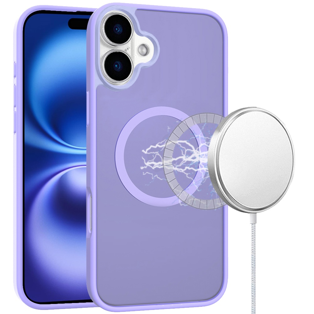 for iphone 17 [magnetic circle] smooth safe matte feel hybrid case light purple