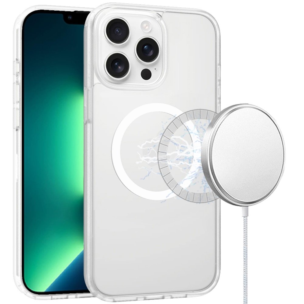for iphone 13 pro max [magnetic circle] smooth safe matte feel hybrid case clear