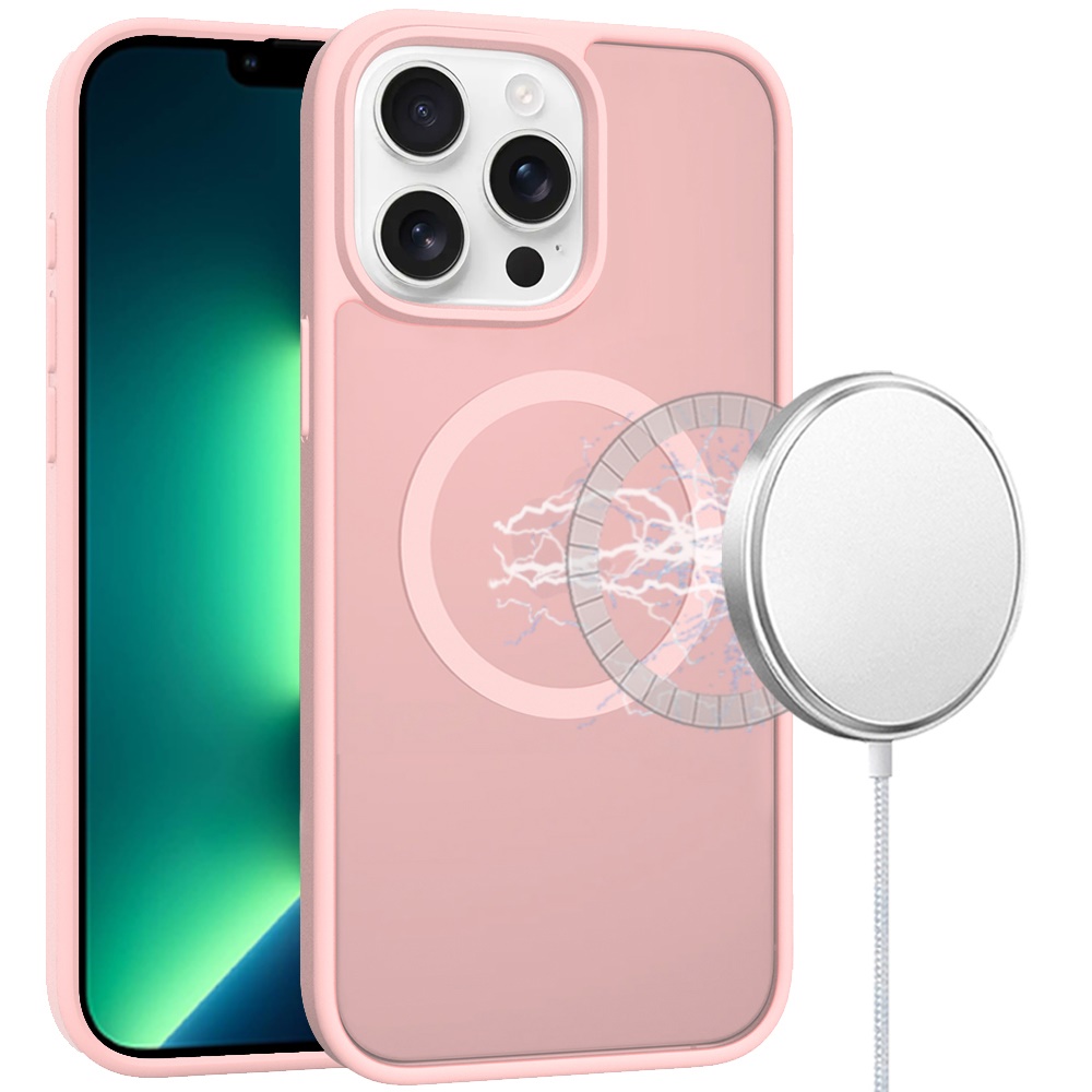 for iphone 13 pro [magnetic circle] smooth safe matte feel hybrid case light pink