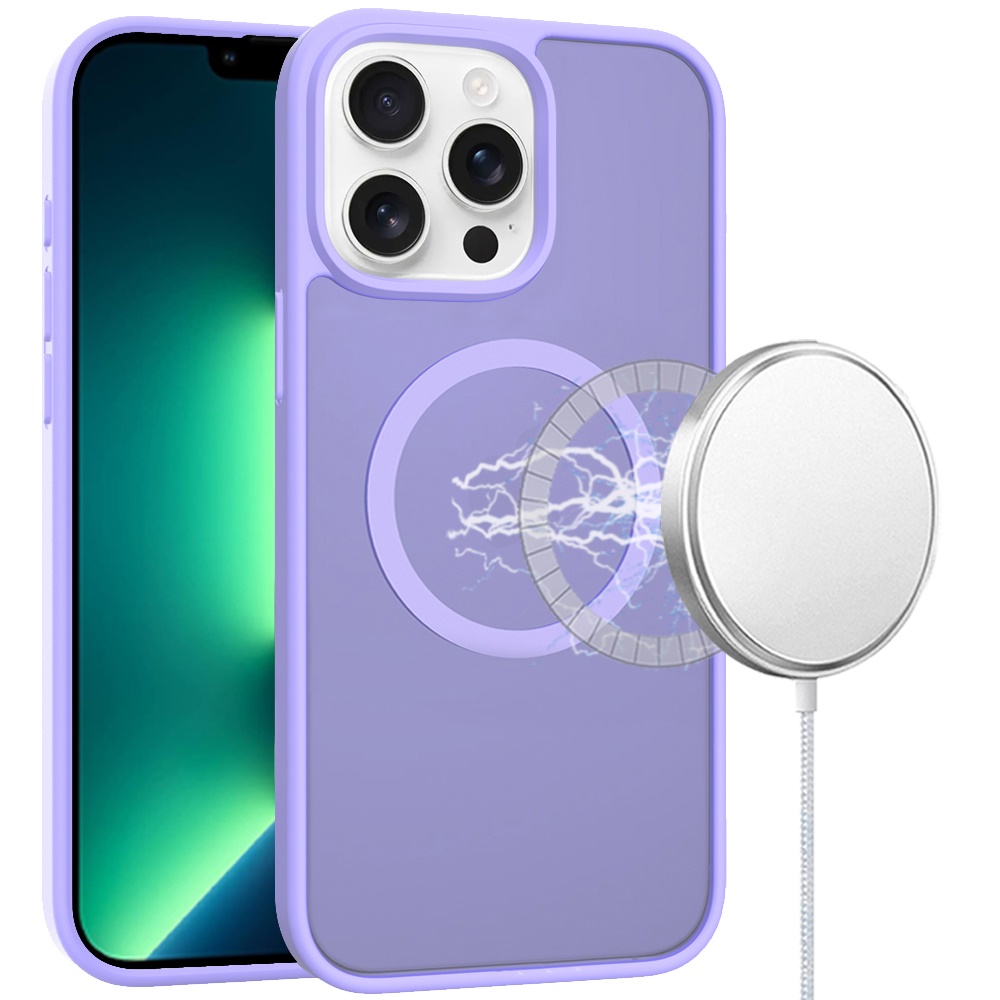 for iphone 13 pro [magnetic circle] smooth safe matte feel hybrid case light purple