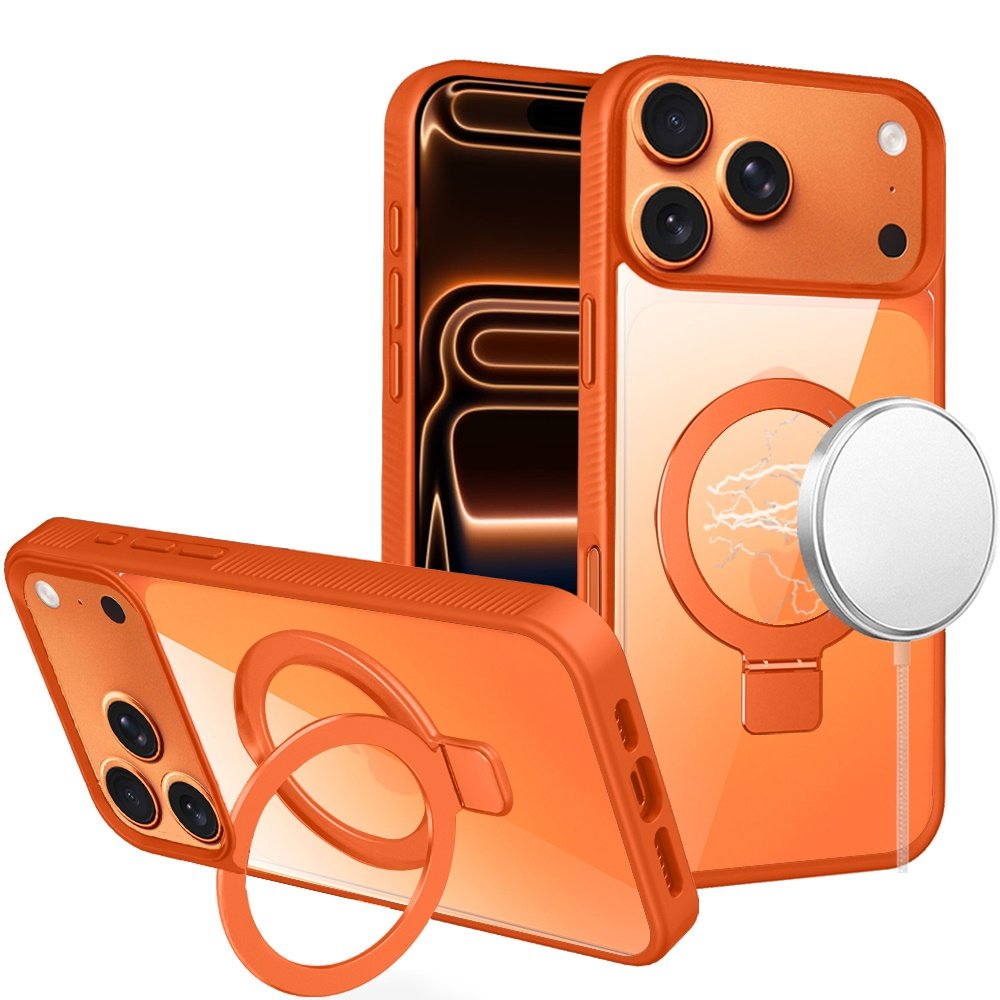 for iphone 17 pro max skin touch feel hq [magnetic circle] kickstand hybrid cosmic orange