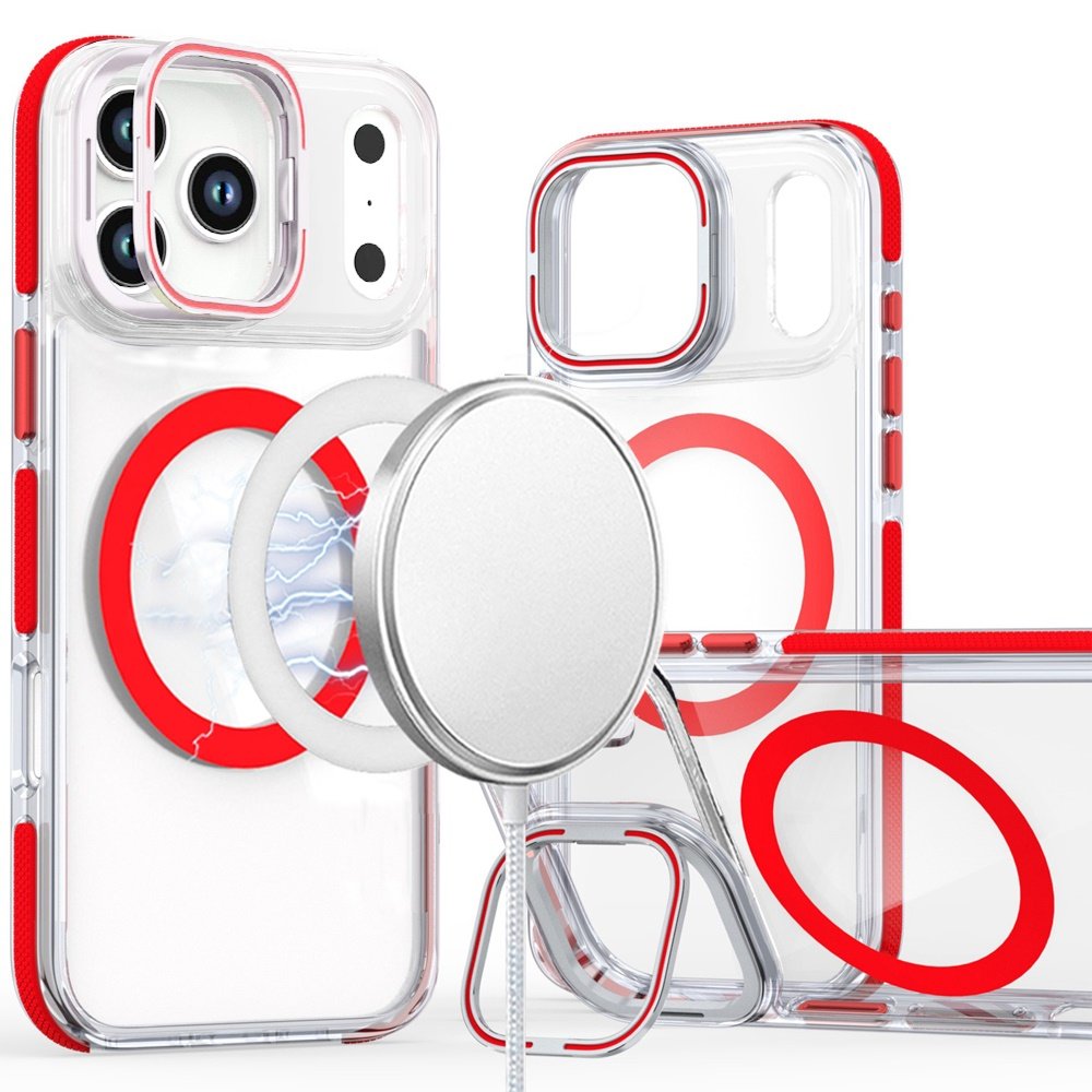 for iphone 17 pro max magsonic camera bracket stand magnetic ring circle hybrid red
