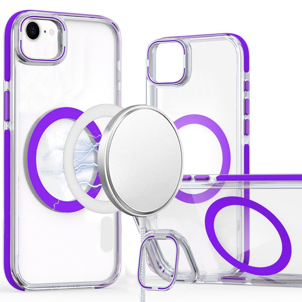 for iphone 17e / 16e / se4 magsonic camera bracket stand magnetic ring circle hybrid purple