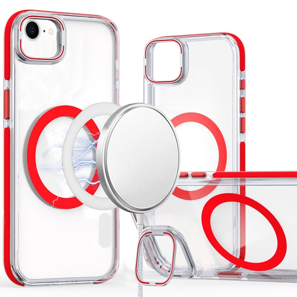 for iphone 17e / 16e / se4 magsonic camera bracket stand magnetic ring circle hybrid red