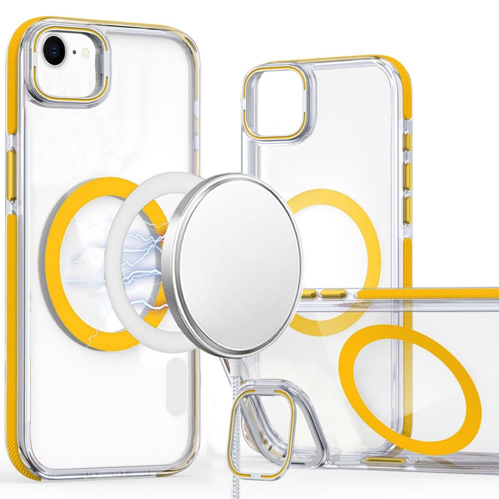 for iphone 17e / 16e / se4 magsonic camera bracket stand magnetic ring circle hybrid yellow