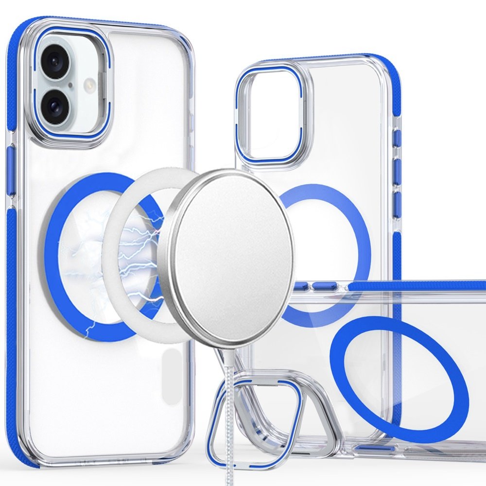 for iphone 16 6.1 inch magsonic camera bracket stand magnetic ring circle hybrid blue