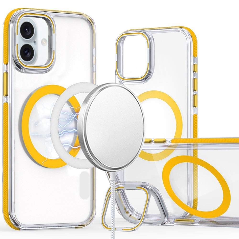 for iphone 16 6.1 inch magsonic camera bracket stand magnetic ring circle hybrid yellow