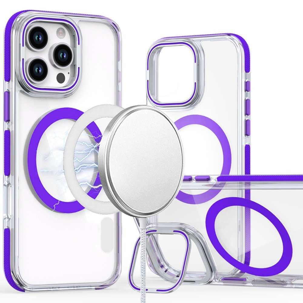 for iphone 16 pro 6.3 inch magsonic camera bracket stand magnetic ring circle hybrid purple