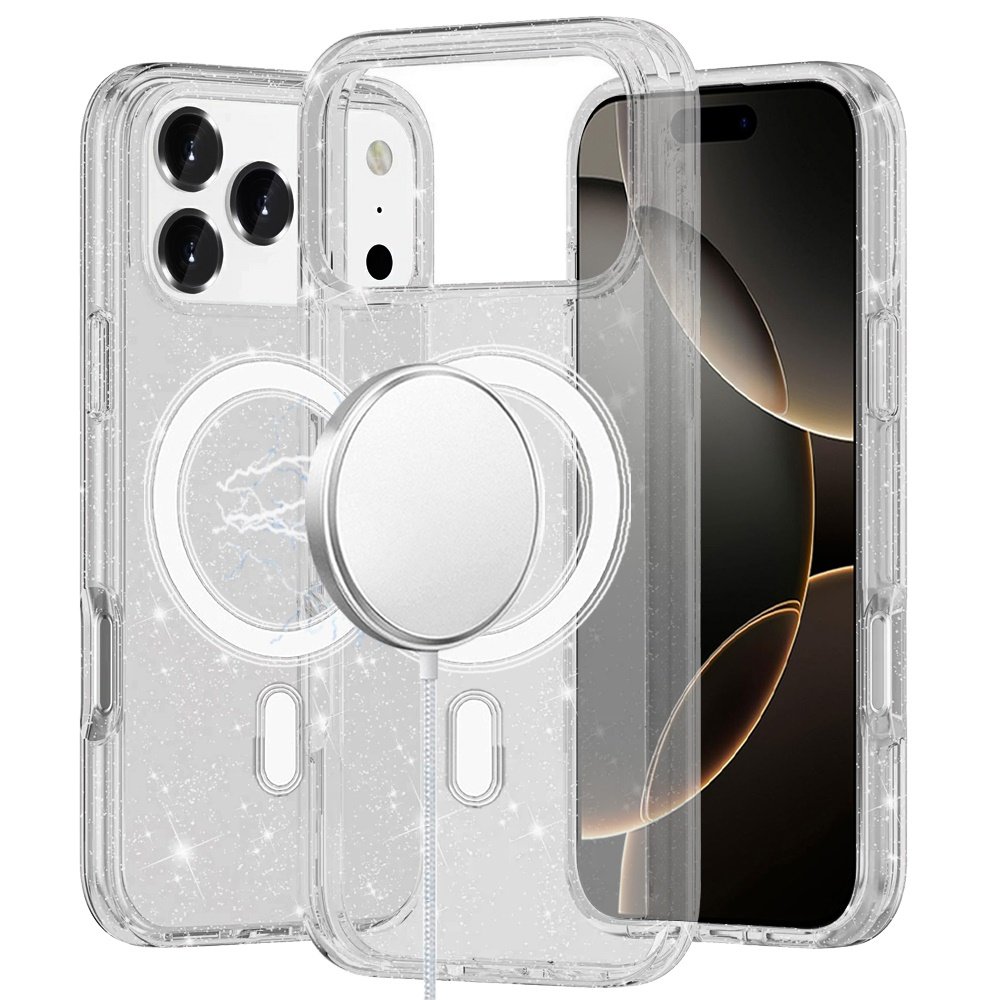 for iphone 17 pro max glitter ultra [magnetic circle] thick 3mm transparent hybrid clear