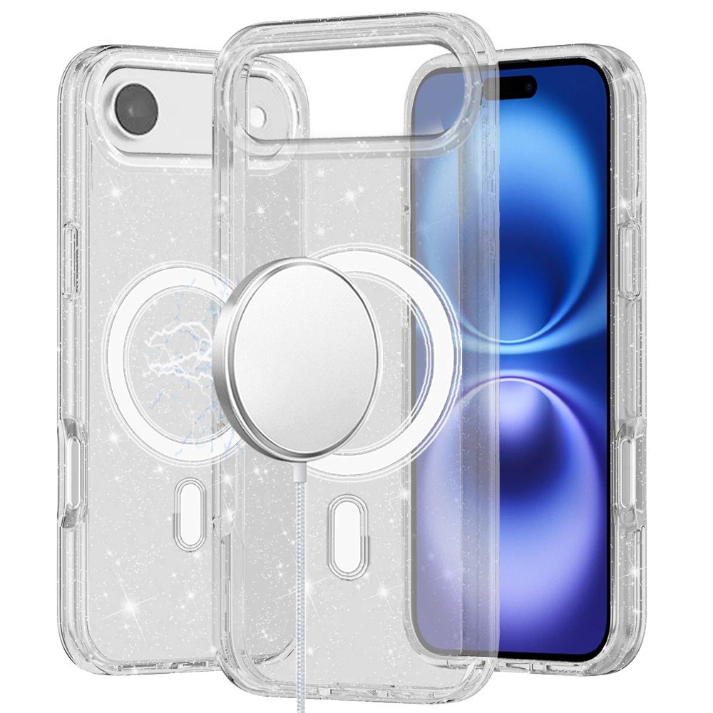 for iphone 17 air glitter ultra [magnetic circle] thick 3mm transparent hybrid clear