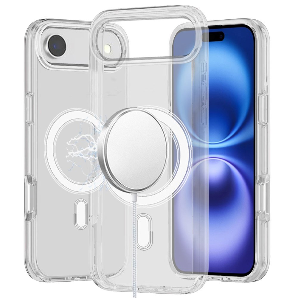 for iphone 17 air sturdy ultra [magnetic circle] thick 3mm transparent hybrid clear