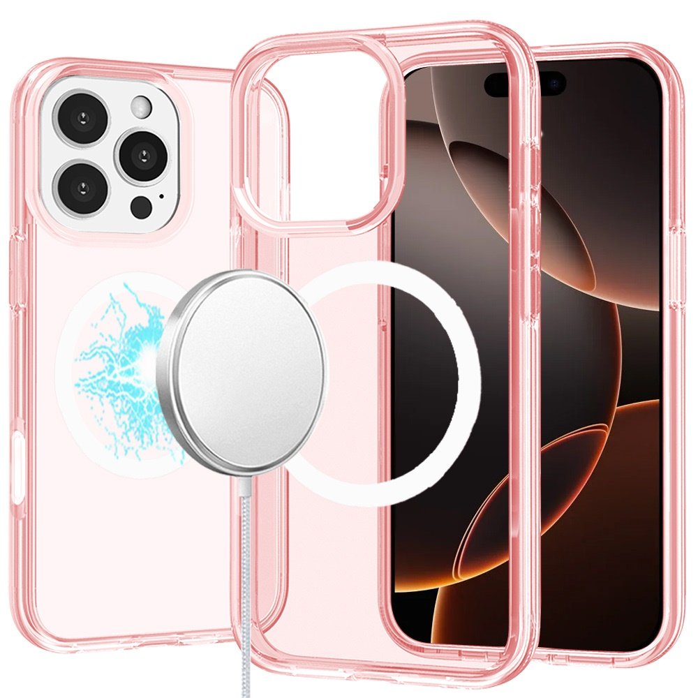 for iphone 16 pro max 6.9 inch sturdy ultra [magnetic circle] thick 3mm transparent hybrid pink