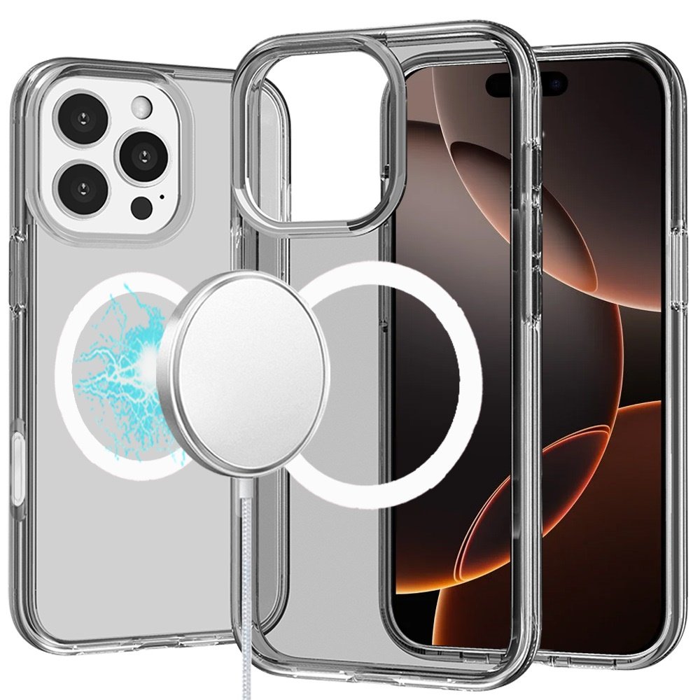 for iphone 16 pro max 6.9 inch sturdy ultra [magnetic circle] thick 3mm transparent hybrid smoke