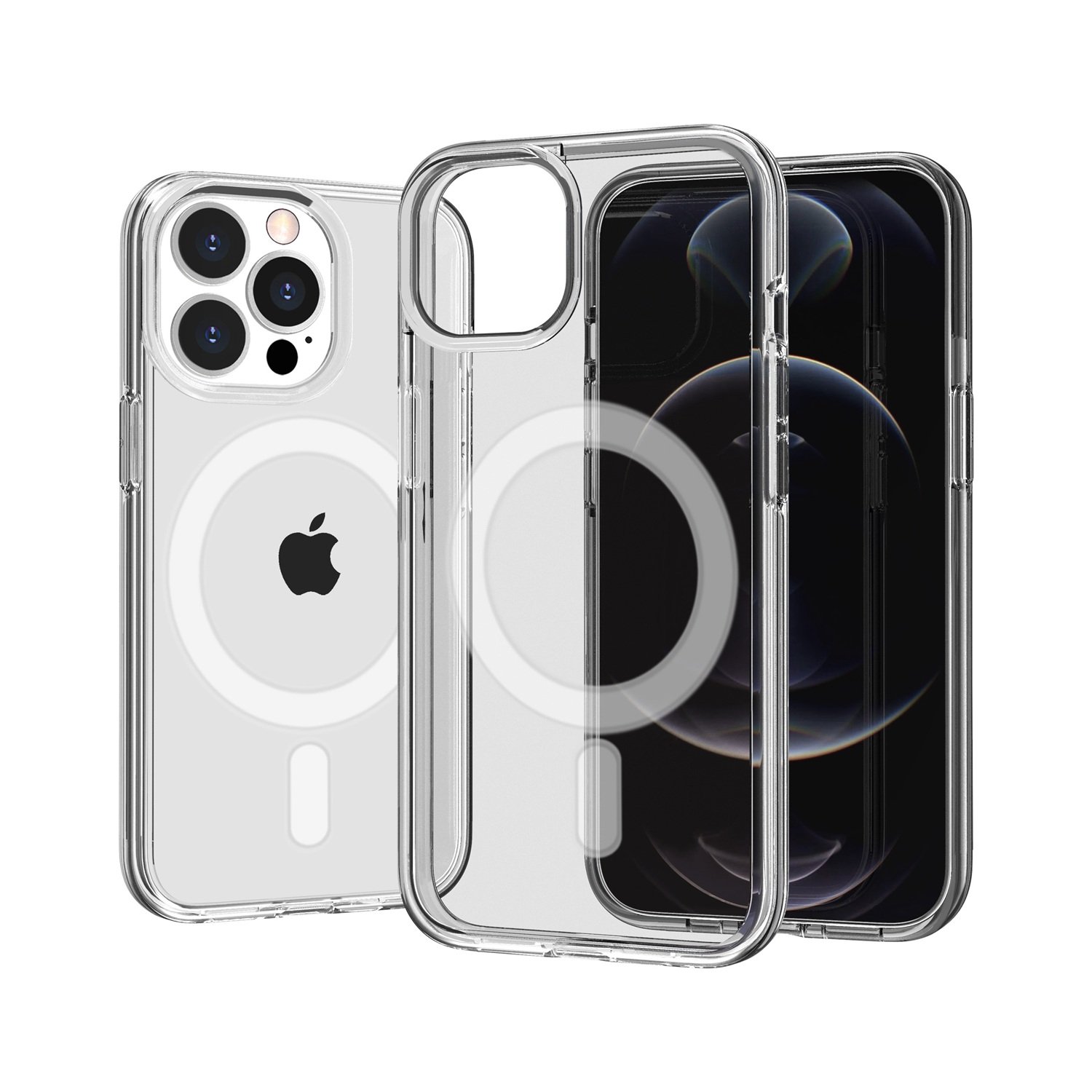 for iphone 13/14 sturdy ultra (magnetic circle) thick 3mm transparent hybrid clear