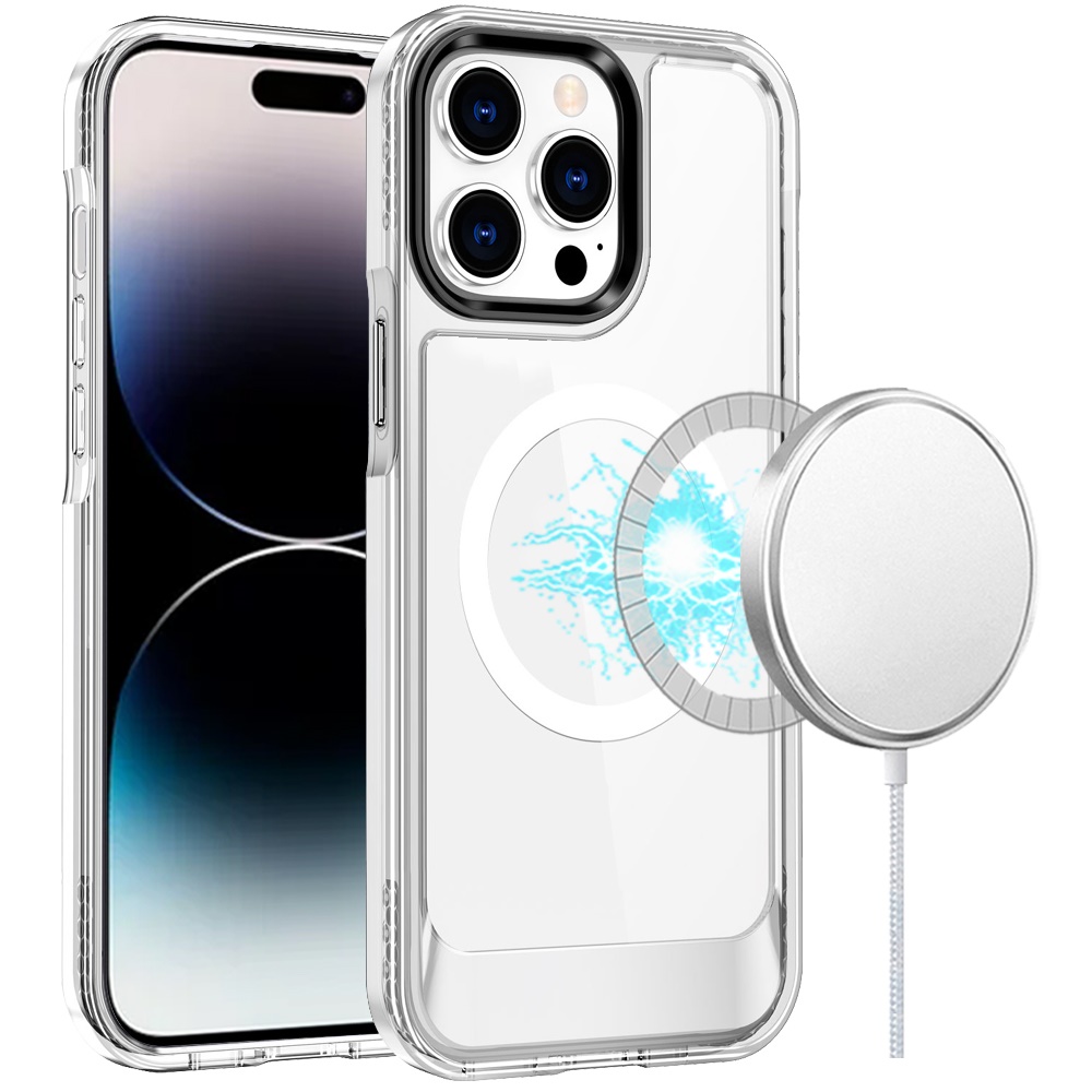 for iphone 14 pro max 6.7" thick transparent hq [magnetic circle] case clear