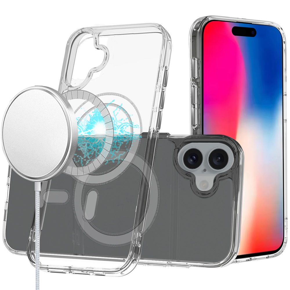 for iphone 16 6.1 inch thick transparent [magnetic circle] shockproof hybrid clear