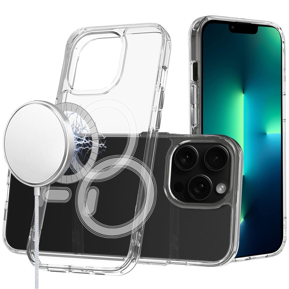 for iphone 13 pro thick transparent [magnetic circle] shockproof hybrid clear