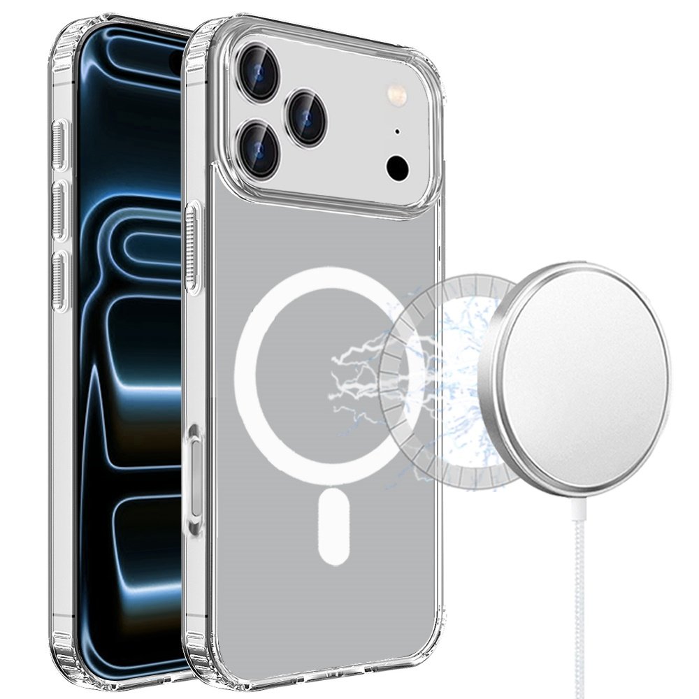 for iphone 17 pro max true transparent (magnetic circle) shockproof hybrid clear