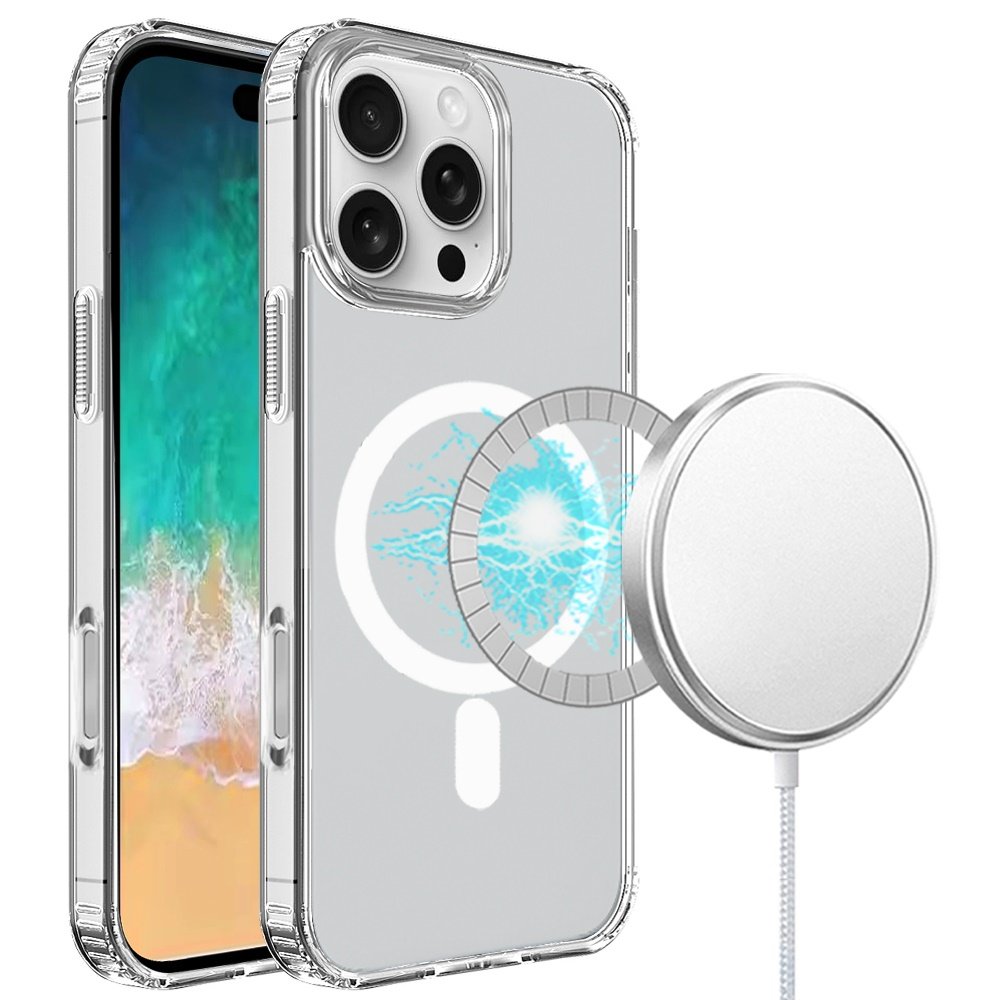 for iphone 16 pro max 6.9 inch true transparent [magnetic circle] shockproof hybrid clear