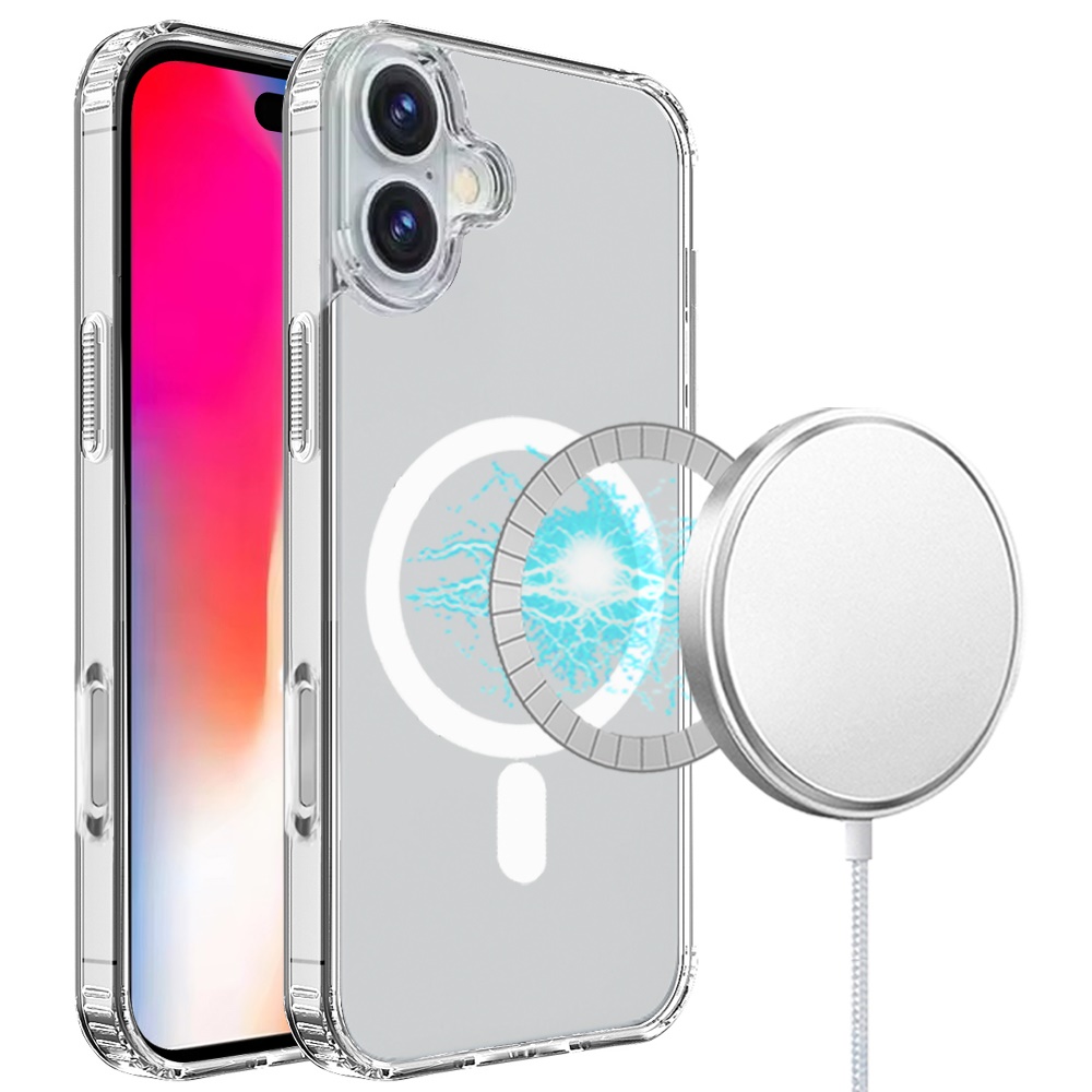 for iphone 16 6.1 inch true transparent [magnetic circle] shockproof hybrid clear