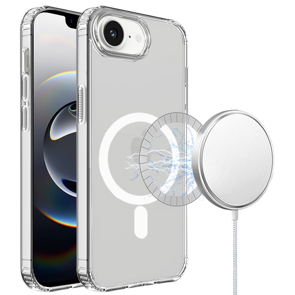 for iphone 17e / 16e / se4 true transparent (magnetic circle) shockproof hybrid clear