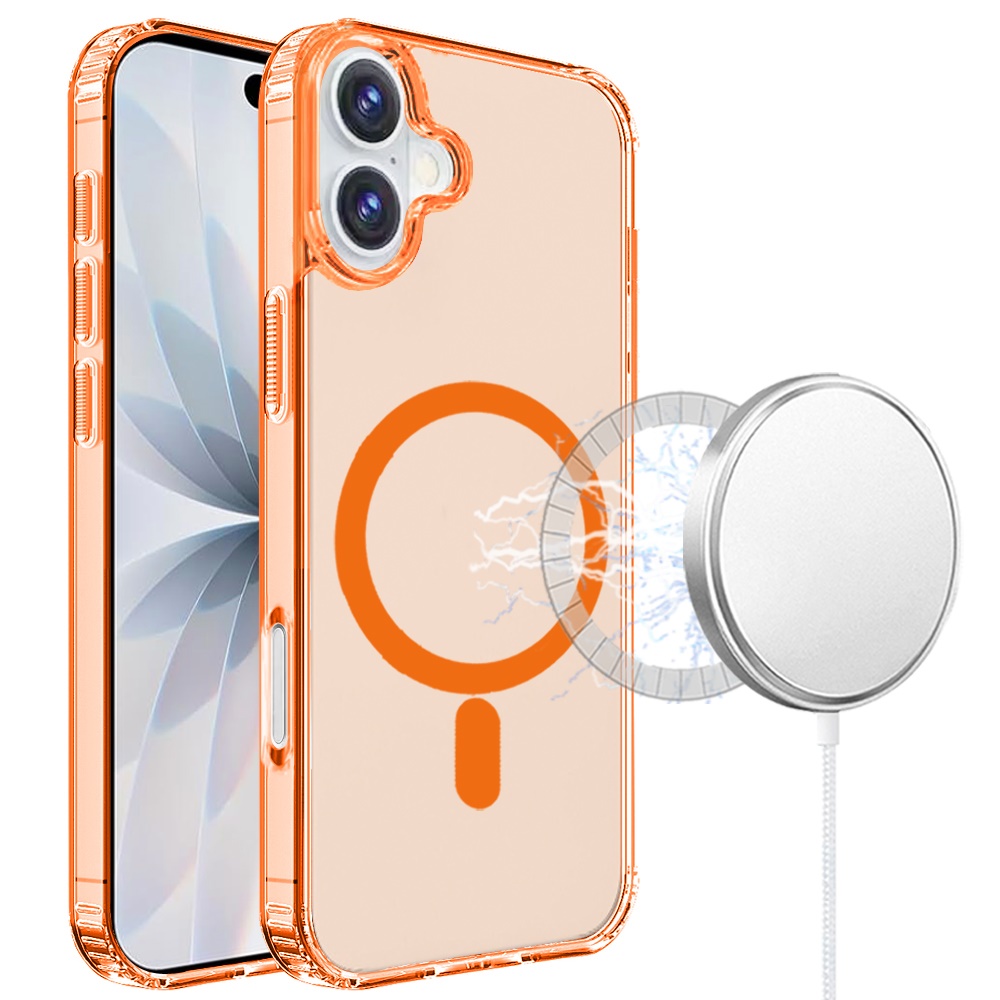 for iphone 17 true transparent (magnetic circle) shockproof hybrid cosmic orange