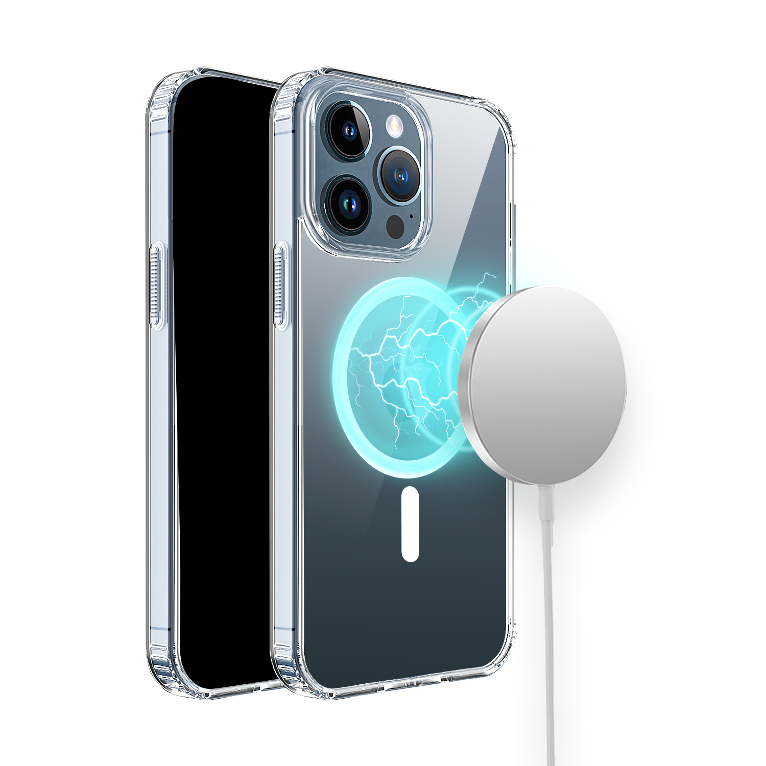for iphone 14 pro max 6.7" true transparent [magnetic circle] shockproof hybrid clear
