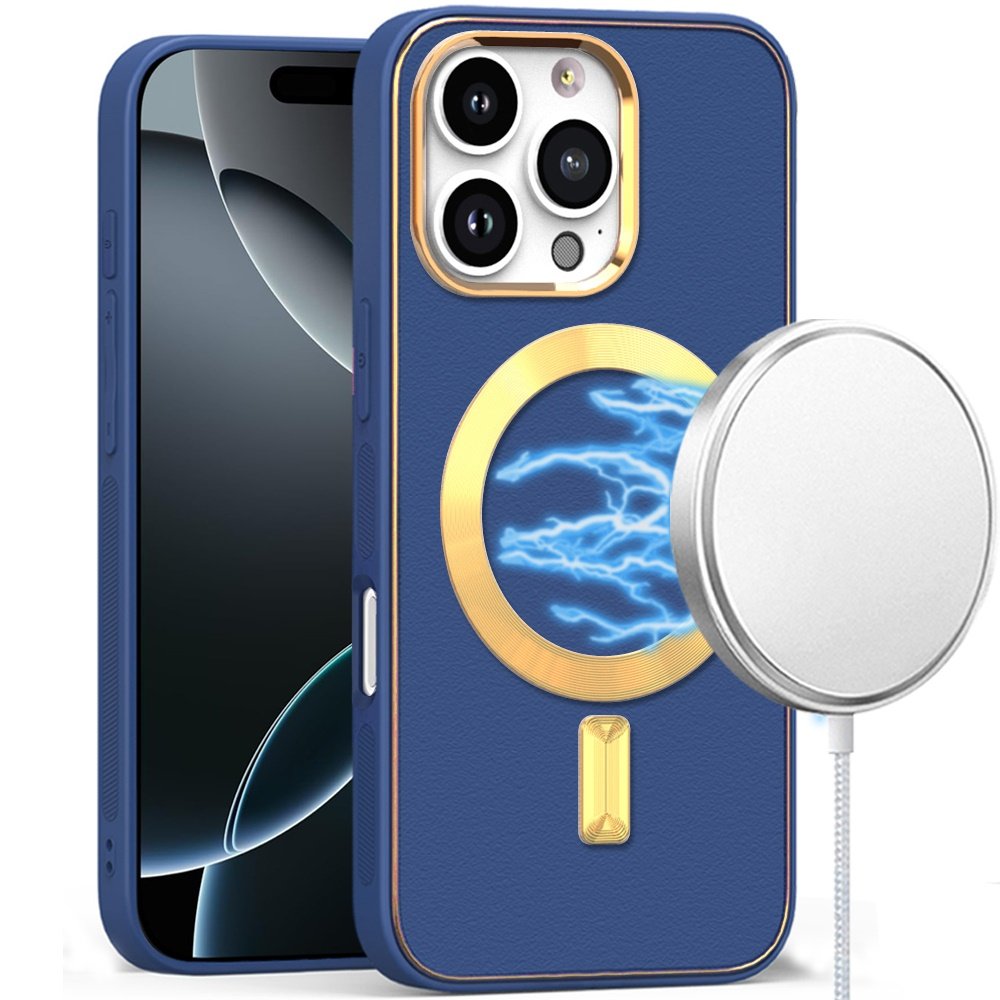 for iphone 16 pro max 6.9 inch ultimate quality pu leather hybrid case cover blue