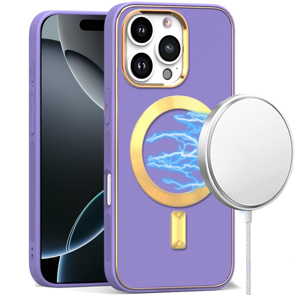 for iphone 16 pro max 6.9 inch ultimate quality pu leather hybrid case cover light purple