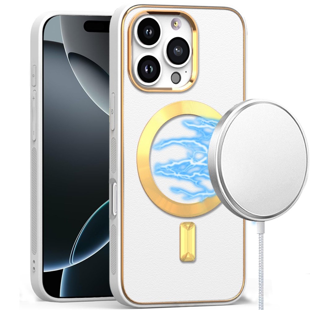 for iphone 16 pro max 6.9 inch ultimate quality pu leather hybrid case cover white
