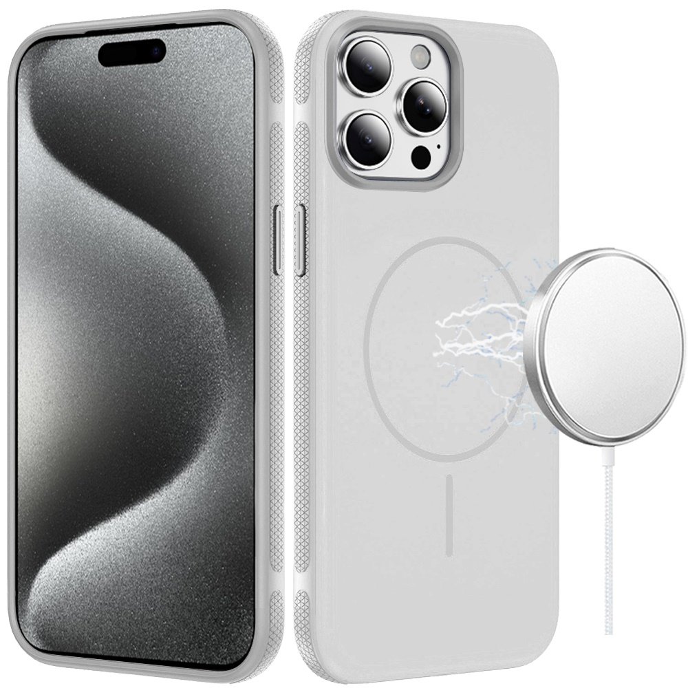 for ip15 pro max premium edged core matte thick super magnetic hybrid case clear