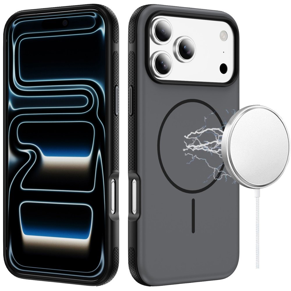for iphone 17 pro max premium edged core matte thick super magnetic hybrid case black