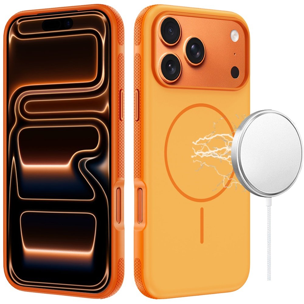 for iphone 17 pro premium edged core matte thick super magnetic hybrid case cosmic orange