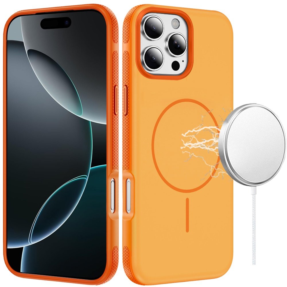 for iphone 16 pro max 6.9 inch premium edged core matte thick super magnetic hybrid case cosmic orange