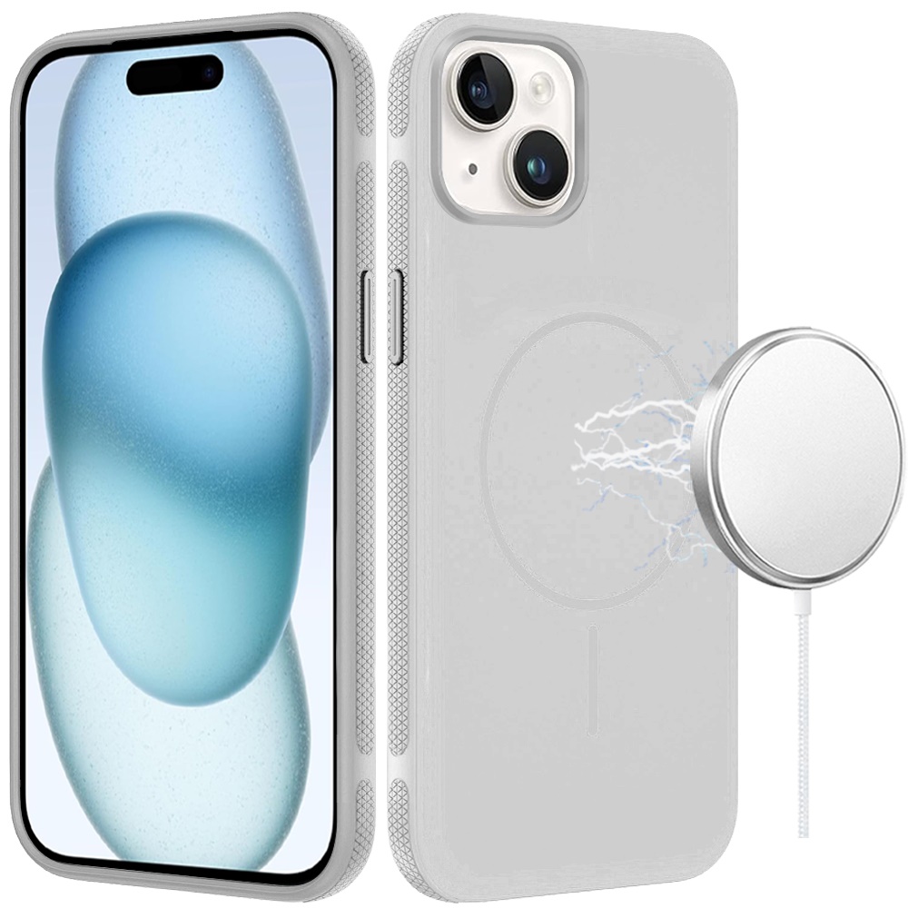 for iphone 15 premium edged core matte thick super magnetic hybrid case clear