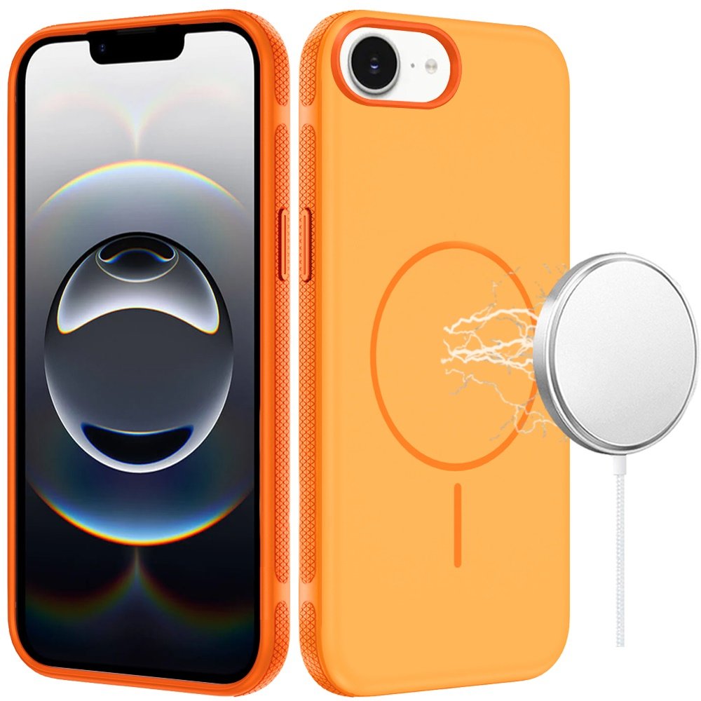 for iphone 17e / 16e / se4 premium edged core matte thick super magnetic hybrid case cosmic orange