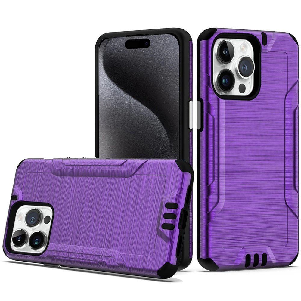 for iphone 15 pro metkase premium brushed shockproof hybird in premium slide out package dark purple