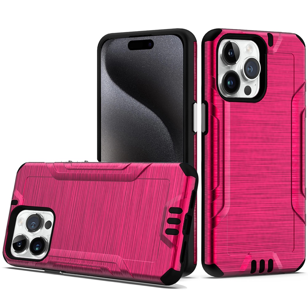for iphone 15 pro metkase premium brushed shockproof hybird in premium slide out package hot pink