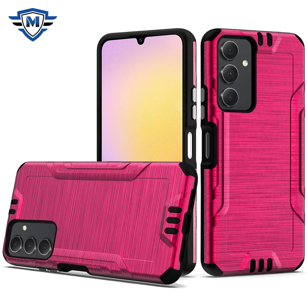 for samsung a25 5g metkase strong tough metallic design hybrid in premium slide out package hot pink