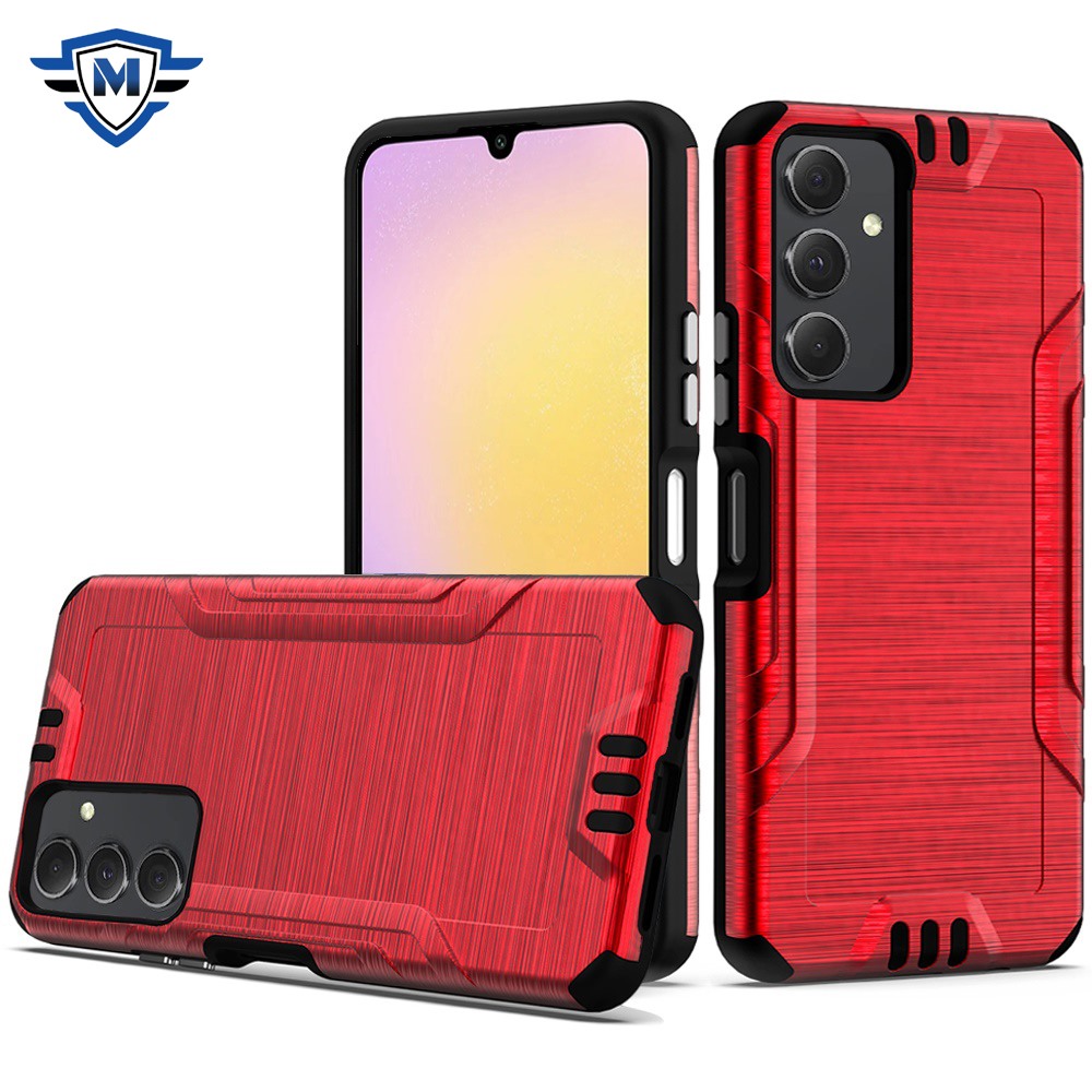 for samsung a25 5g metkase strong tough metallic design hybrid in premium slide out package red