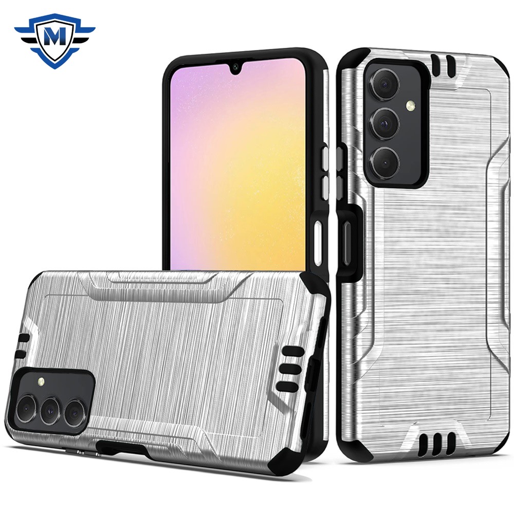 for samsung a25 5g metkase strong tough metallic design hybrid in premium slide out package silver