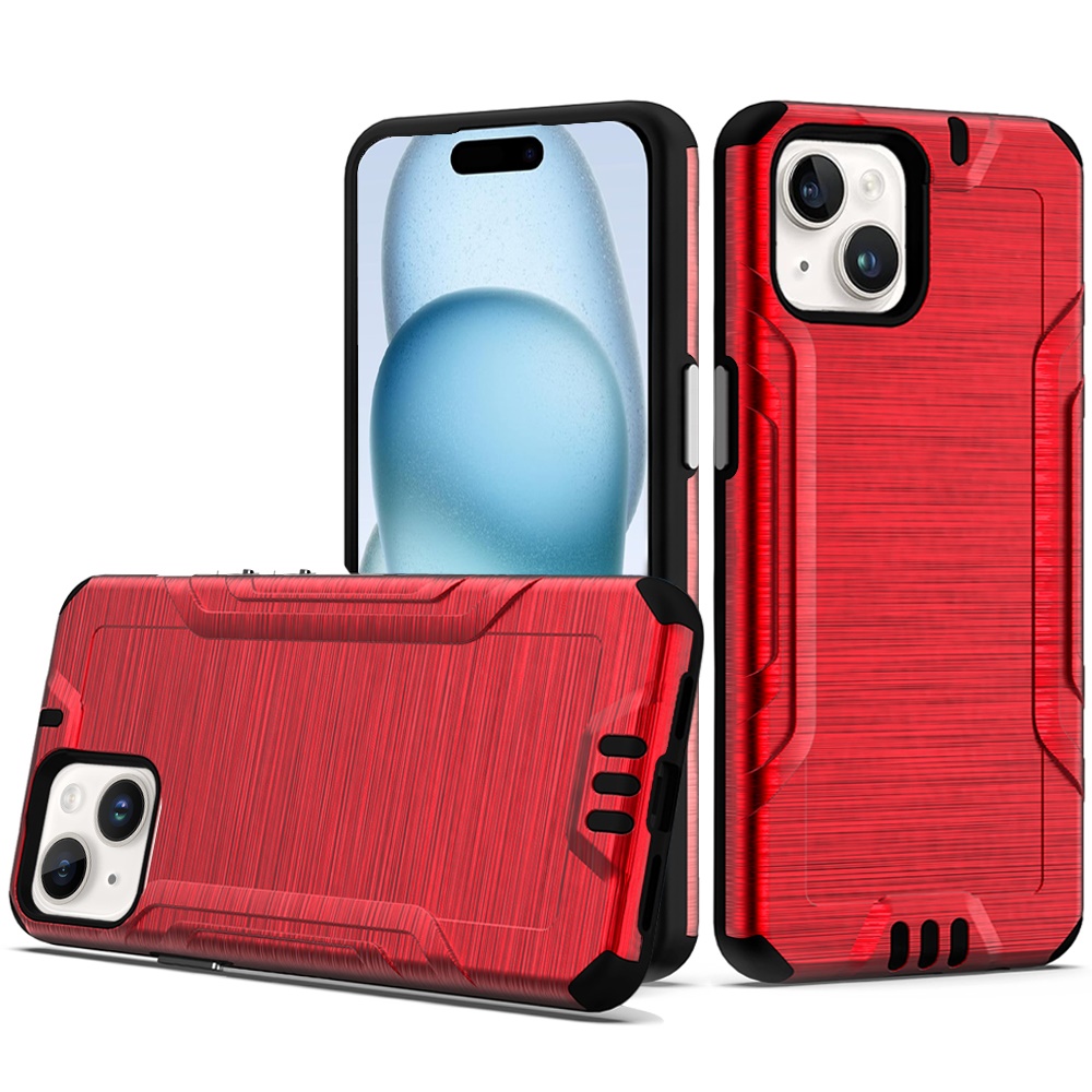 for iphone 15 plus metkase premium brushed shockproof hybird in premium slide out package red