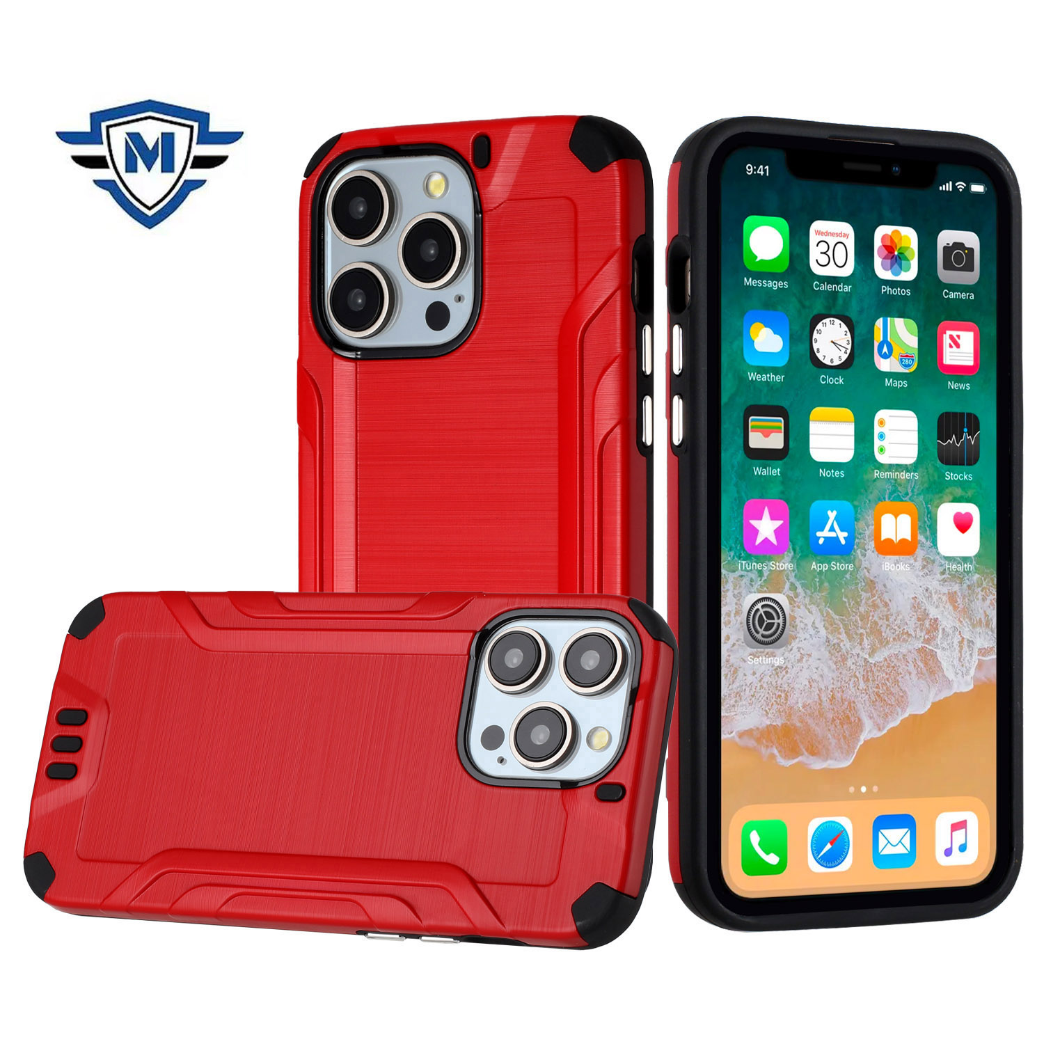 for iphone 15 pro max metkase strong tough metallic design hybrid in premium slide out package red